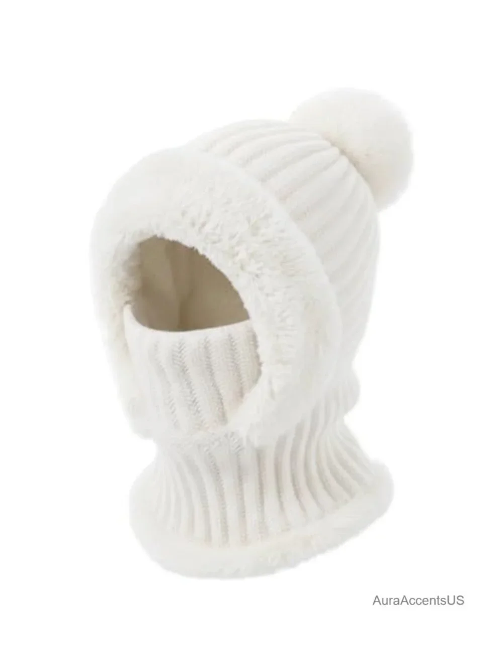 3-in-1 Beanie with Scarf & Mask, Acrylic Polyester Fleece Lined Winter Hat for